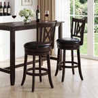 Swivel Bar Stools with Hollowed Backrest - Set of 2