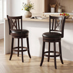 Swivel Bar Stools with Hollowed Backrest - Set of 2