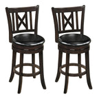 Swivel Bar Stools with Hollowed Backrest - Set of 2