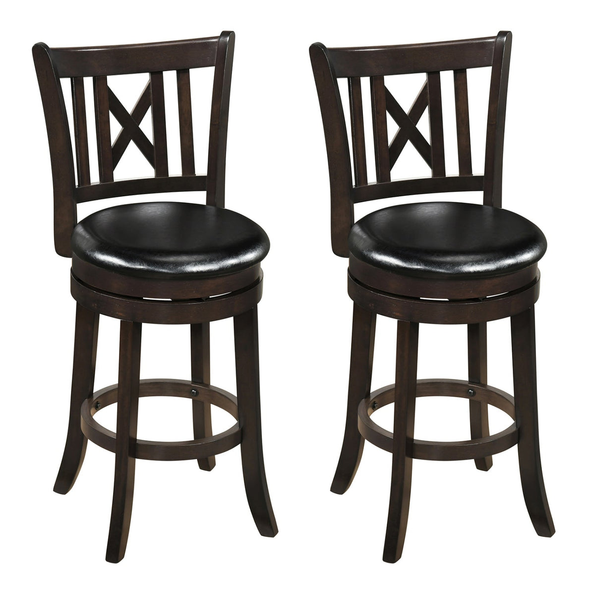 Swivel Bar Stools with Hollowed Backrest - Set of 2