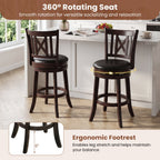 Swivel Bar Stools with Hollowed Backrest - Set of 2