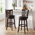 Swivel Bar Stools with Hollowed Backrest - Set of 2