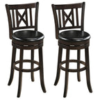 Swivel Bar Stools with Hollowed Backrest - Set of 2