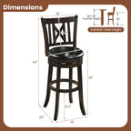 Swivel Bar Stools with Hollowed Backrest - Set of 2