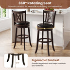 Swivel Bar Stools with Hollowed Backrest - Set of 2