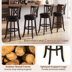 Swivel Bar Stools with Hollowed Backrest - Set of 2