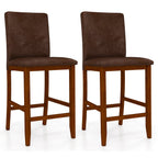 2-Piece Walnut Counter-Height Bar Stools with Rubberwood Legs