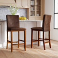 2-Piece Walnut Counter-Height Bar Stools with Rubberwood Legs