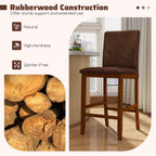 2-Piece Walnut Counter-Height Bar Stools with Rubberwood Legs