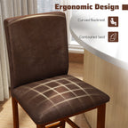 2-Piece Walnut Counter-Height Bar Stools with Rubberwood Legs