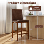 2-Piece Walnut Counter-Height Bar Stools with Rubberwood Legs