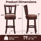 2-Piece Counter-Height Swivel Bar Stools with High Backrests