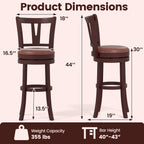 2-Piece Counter-Height Swivel Bar Stools with High Backrests