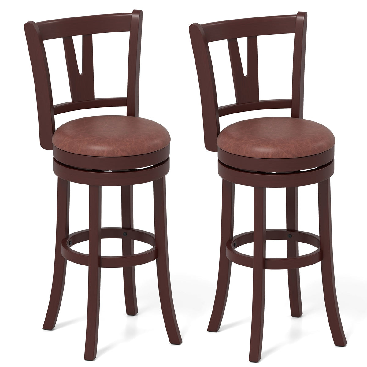 2-Piece Counter-Height Swivel Bar Stools with High Backrests
