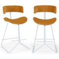2-Piece Armless Counter-Height Bar Stools with Corduroy Seats