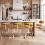 2-Piece Armless Counter-Height Bar Stools with Corduroy Seats