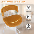 2-Piece Armless Counter-Height Bar Stools with Corduroy Seats