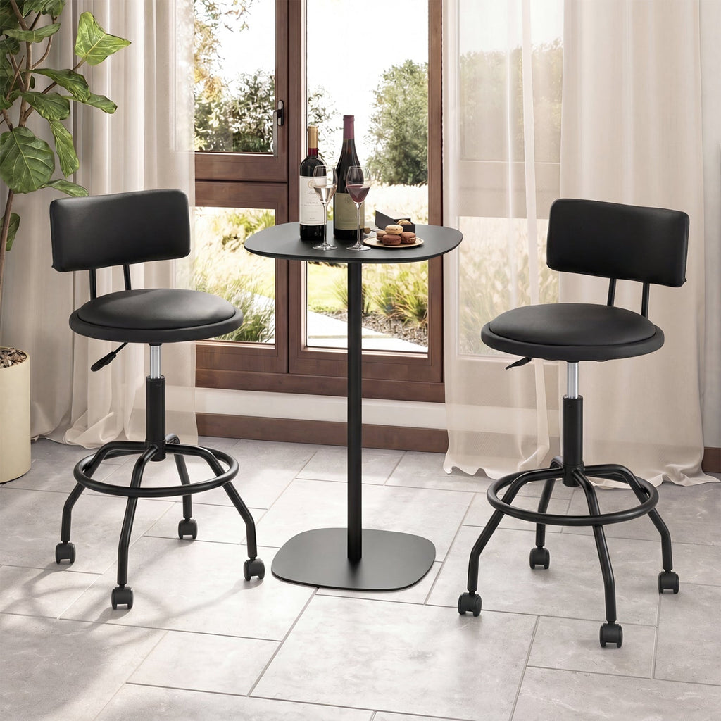 Adjustable-Height Swivel Bar Stools with Backrest