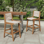 2-Piece Outdoor Counter-Height Bar Stools with Woven Paper Rope Seats