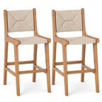 2-Piece Outdoor Counter-Height Bar Stools with Woven Paper Rope Seats