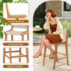 2-Piece Outdoor Counter-Height Bar Stools with Woven Paper Rope Seats