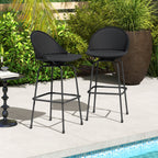 2-Piece Rattan Swivel Bar Stools with Curved Backrests