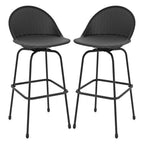 2-Piece Rattan Swivel Bar Stools with Curved Backrests