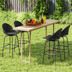 2-Piece Rattan Swivel Bar Stools with Curved Backrests