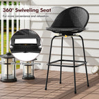 2-Piece Rattan Swivel Bar Stools with Curved Backrests