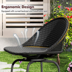 2-Piece Rattan Swivel Bar Stools with Curved Backrests