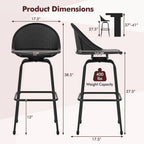 2-Piece Rattan Swivel Bar Stools with Curved Backrests