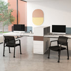 Set of 2 Stackable Rolling Office Chairs with Mesh Backrest