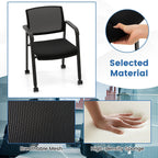 Set of 2 Stackable Rolling Office Chairs with Mesh Backrest