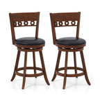 Swivel Bar Stools with Rubber Wood Frame - Set of 2