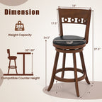 Swivel Bar Stools with Rubber Wood Frame - Set of 2