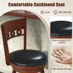 Swivel Bar Stools with Rubber Wood Frame - Set of 2
