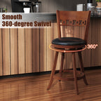 Swivel Bar Stools with Rubber Wood Frame - Set of 2