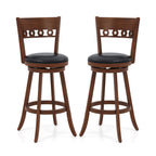 Swivel Bar Stools with Rubber Wood Frame - Set of 2