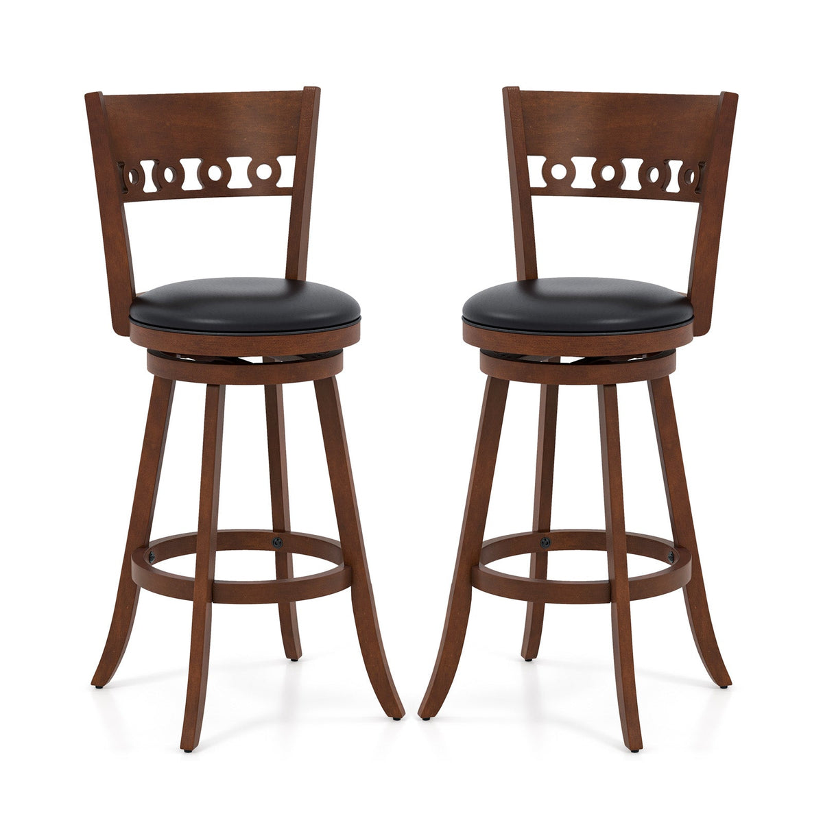 Swivel Bar Stools with Rubber Wood Frame - Set of 2