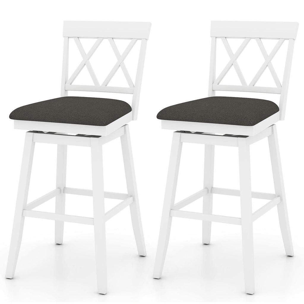 2-Piece Swivel Bar Stools with Backrests and Upholstered Cushions