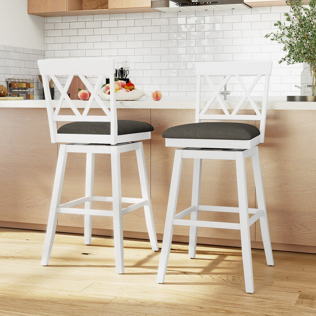 2-Piece Swivel Bar Stools with Backrests and Upholstered Cushions