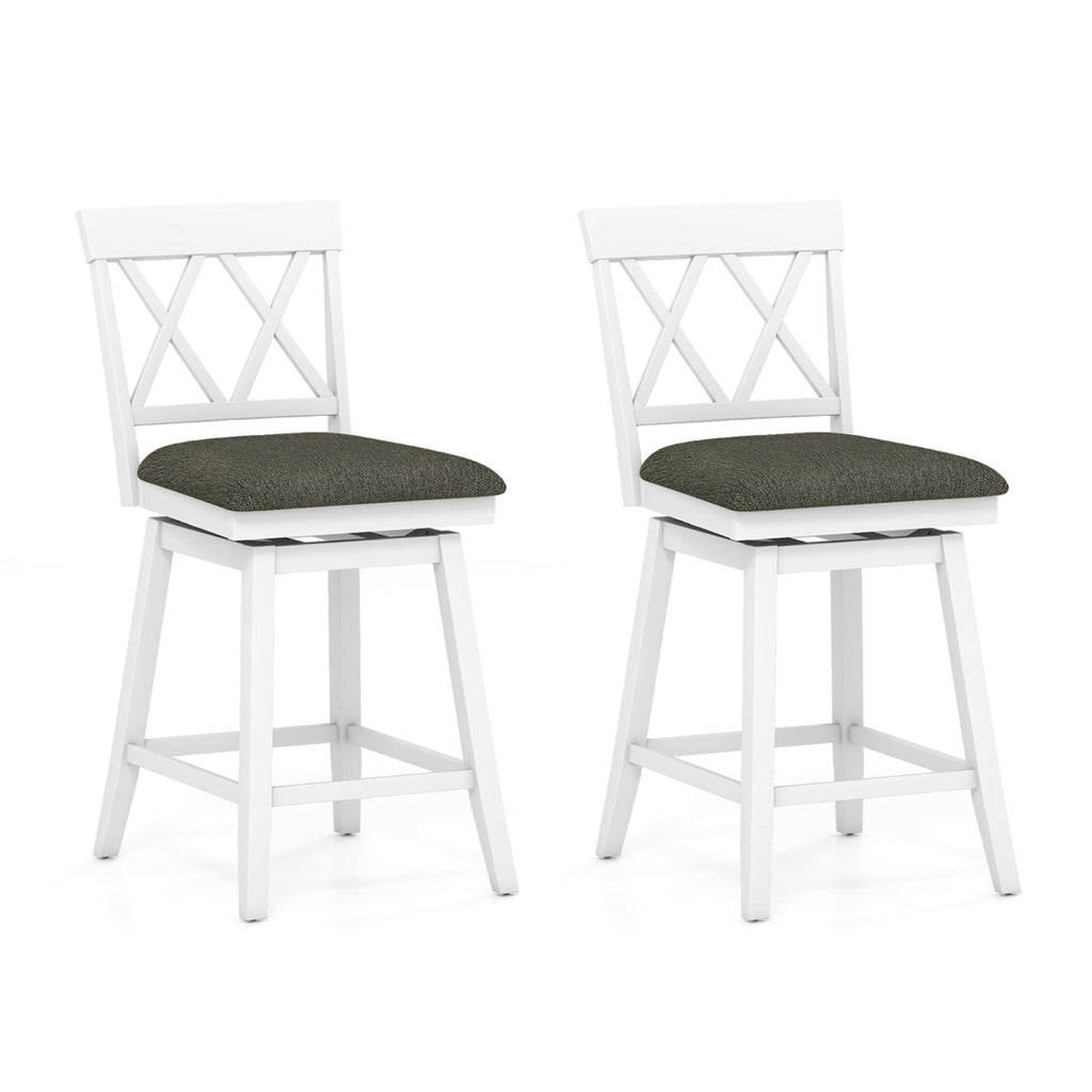 2-Piece Swivel Bar Stools with Backrests and Upholstered Cushions