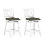 2-Piece Swivel Bar Stools with Backrests and Upholstered Cushions