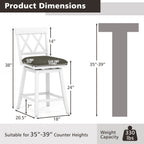 2-Piece Swivel Bar Stools with Backrests and Upholstered Cushions
