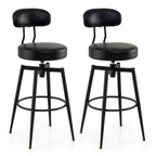2-Piece Swivel Bar Stools with Faux Leather Seats and Backrests