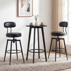 2-Piece Swivel Bar Stools with Faux Leather Seats and Backrests