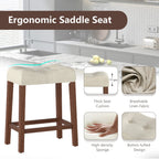 Set of 2 Upholstered Counter Height Bar Stool with Curved Saddle-Seat