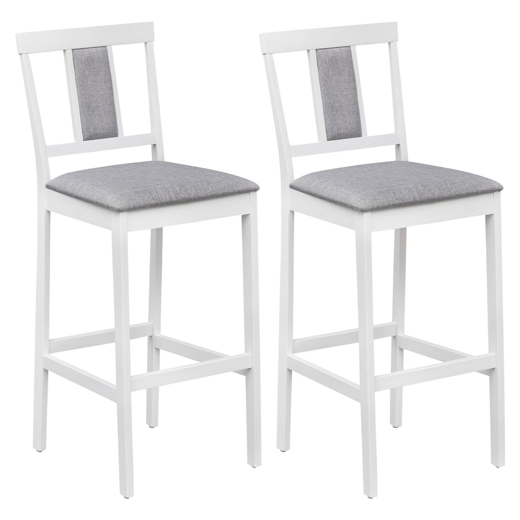 2-Piece Upholstered Bar Stools with Rubberwood Frames
