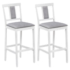 2-Piece Upholstered Bar Stools with Rubberwood Frames