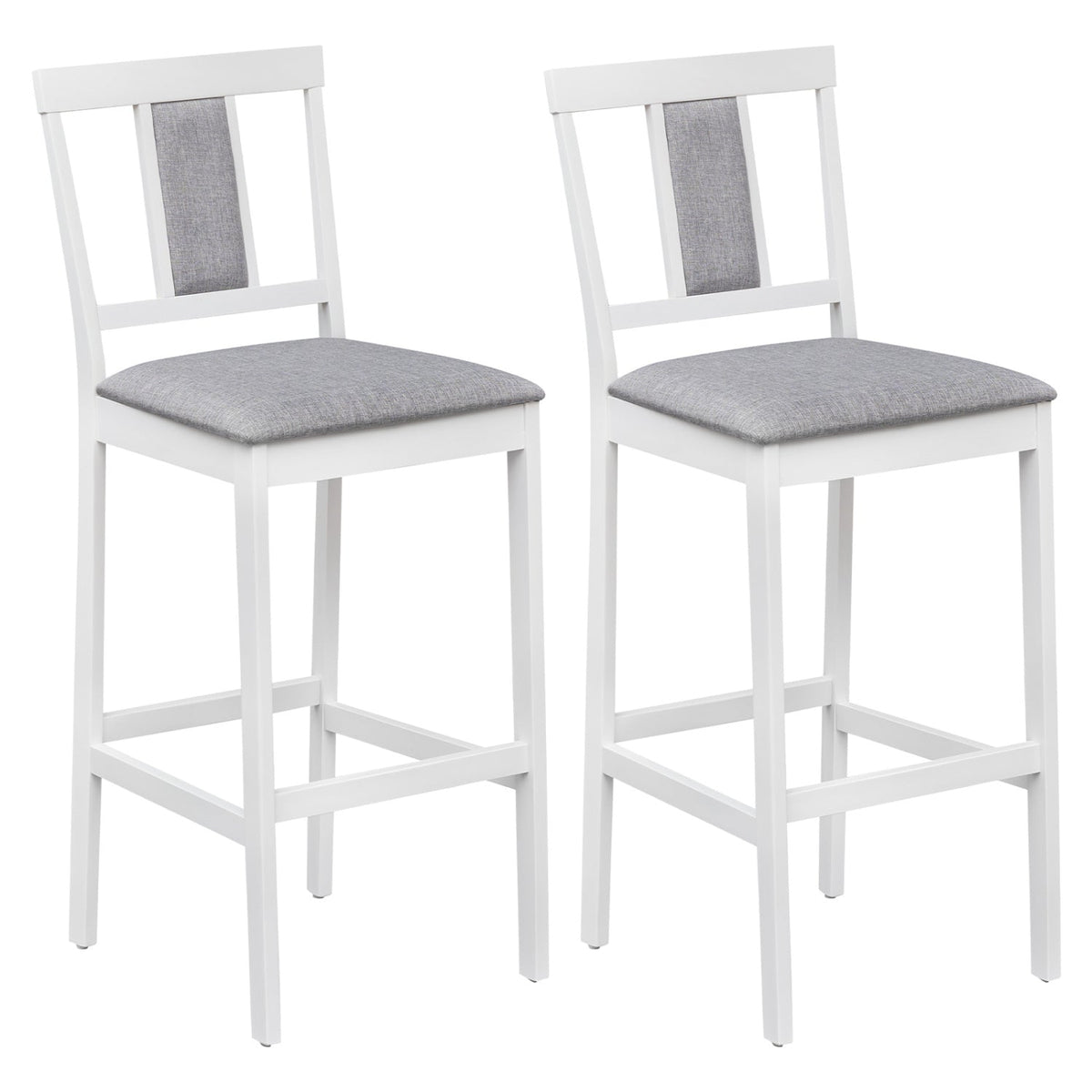 2-Piece Upholstered Bar Stools with Rubberwood Frames